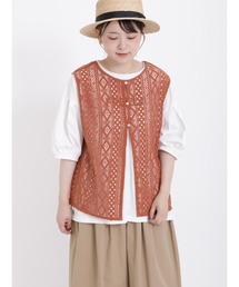 Samansa Mos2 | レースベスト+パフスリーブTシャツセット(Tシャツ/カットソー)