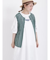 Samansa Mos2 | レースベスト+パフスリーブTシャツセット(Tシャツ/カットソー)