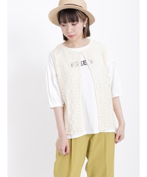 Samansa Mos2 | レースベスト+パフスリーブTシャツセット(Tシャツ/カットソー)