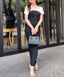 MIIA | ケープ衿タイトニットワンピース(ワンピース)