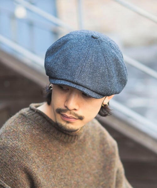 B:MING by BEAMS（ビーミングバイビームス）の「VLANK x B:MING by BEAMS / 別注 ヘリンボーンウール ハンチング（ハンチング/ベレー帽・メンズ・チャコールグレー/ブラック・ONE SIZE）」の3枚目の写真