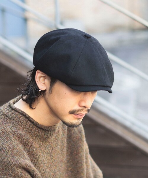 B:MING by BEAMS（ビーミングバイビームス）の「VLANK x B:MING by BEAMS / 別注 ヘリンボーンウール ハンチング（ハンチング/ベレー帽・メンズ・チャコールグレー/ブラック・ONE SIZE）」の4枚目の写真