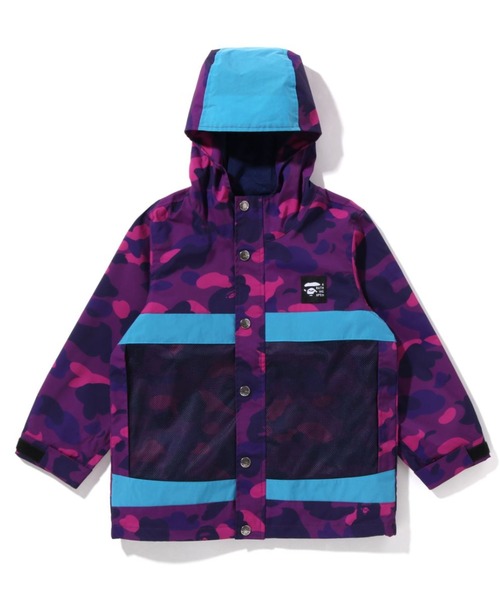 A BATHING APE(アベイシングエイプ)の「COLOR CAMO HOODIE JACKET K(ナイロンジャケット・キッズ・パープル/グリーン・140/120)」の1枚目の写真
