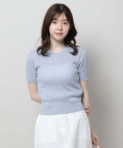 3.3 Field Trip （3.3フィールドトリップ）の「3.3 Field Trip／ラウントネッグニットT 2961743（ニット/セーター・レディース・ライトグレー/ブルー・FREE）」の7枚目の写真