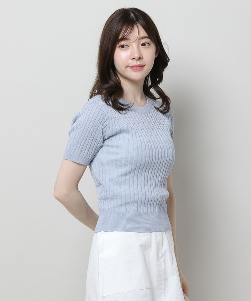 3.3 Field Trip （3.3フィールドトリップ）の「3.3 Field Trip／ラウントネッグニットT 2961743（ニット/セーター・レディース・ライトグレー/ブルー・FREE）」の8枚目の写真