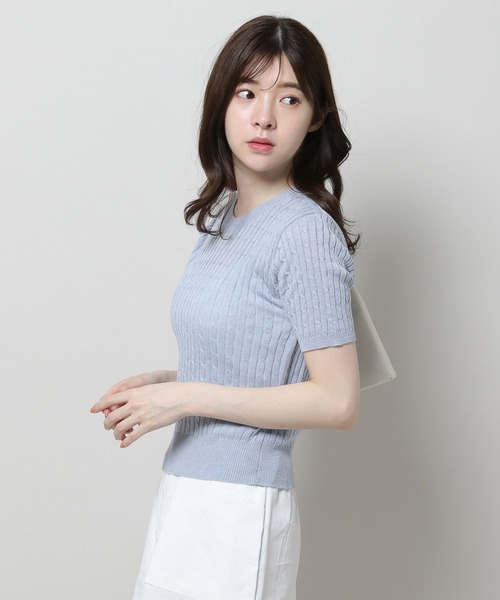 3.3 Field Trip （3.3フィールドトリップ）の「3.3 Field Trip／ラウントネッグニットT 2961743（ニット/セーター・レディース・ライトグレー/ブルー・FREE）」の9枚目の写真