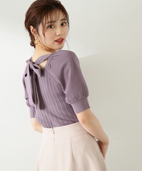 PROPORTION BODY DRESSING(プロポーションボディドレッシング)の「ランダムリブバックリボンニット / 1213270702(ニット/セーター・レディース・ブラック/ピンク/グリーン/オフホワイト・FREE)」の4枚目の写真