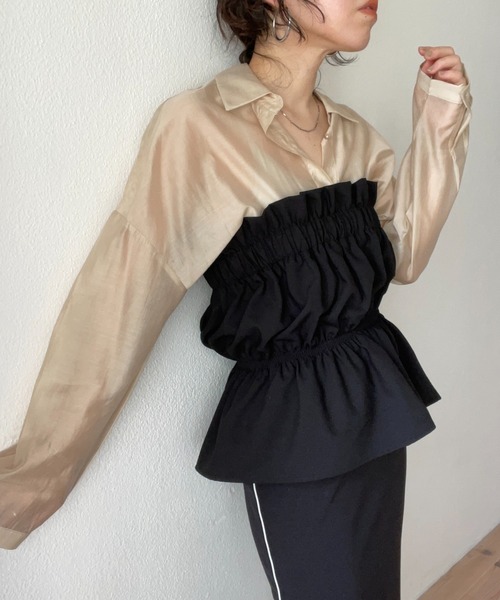 wee9s(ウィークス)の「plus one bustier / プラスワンビスチェ(ベスト・レディース・ブラック/アイボリー/ベージュ/ネイビー・FREE)」の6枚目の写真