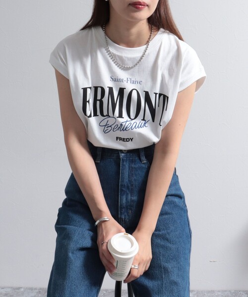 fredy emue（フレディエミュ）の「ロゴプリントフレンチTシャツ（Tシャツ/カットソー・レディース・ライトグレー/オフホワイト/チャコールグレー・38）」の9枚目の写真
