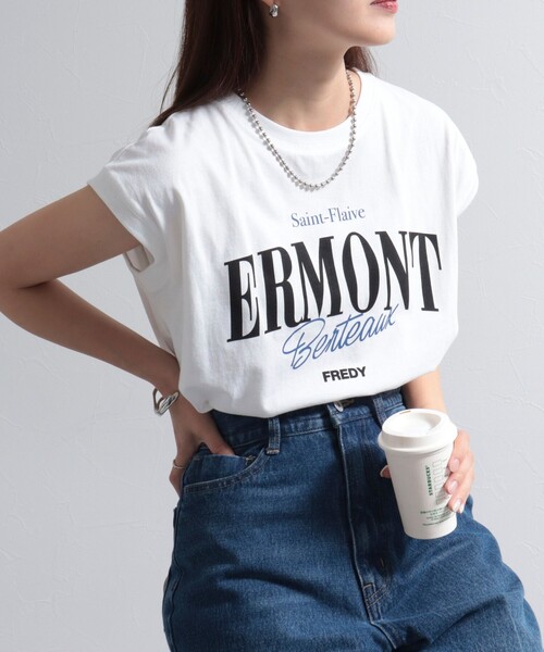 fredy emue（フレディエミュ）の「ロゴプリントフレンチTシャツ（Tシャツ/カットソー・レディース・ライトグレー/オフホワイト/チャコールグレー・38）」の10枚目の写真