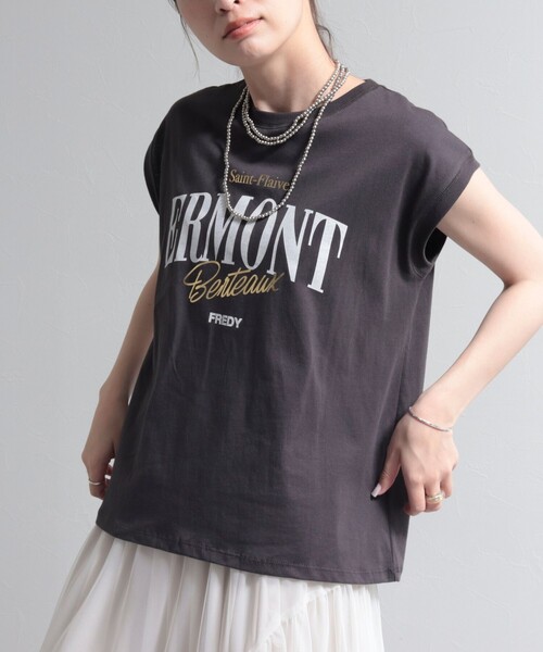 fredy emue（フレディエミュ）の「ロゴプリントフレンチTシャツ（Tシャツ/カットソー・レディース・ライトグレー/オフホワイト/チャコールグレー・38）」の20枚目の写真