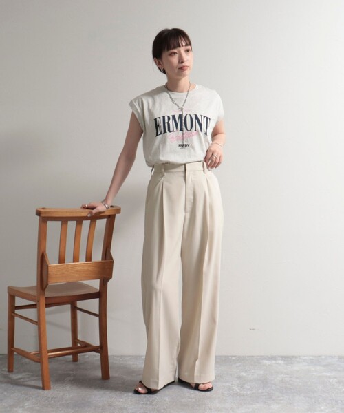 fredy emue（フレディエミュ）の「ロゴプリントフレンチTシャツ（Tシャツ/カットソー・レディース・ライトグレー/オフホワイト/チャコールグレー・38）」の21枚目の写真