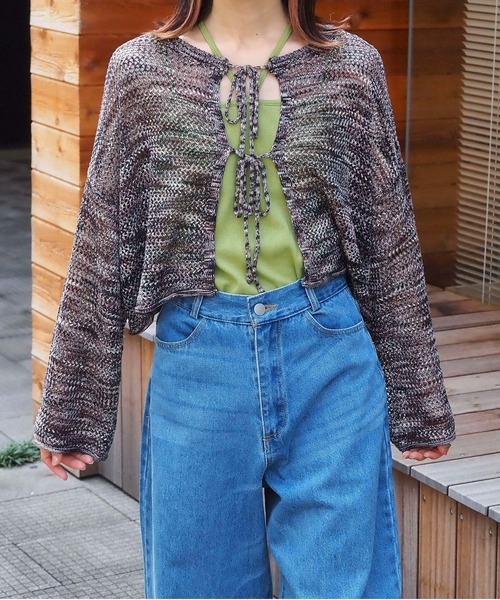 tiptop（ティップトップ）の「MIXリボン2wayカーディガン（カーディガン/ボレロ・レディース・ブルー/ブラック/グレー・FREE）」の13枚目の写真