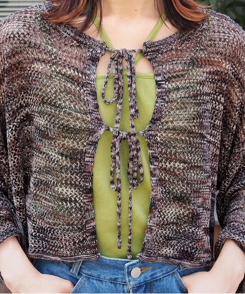 tiptop（ティップトップ）の「MIXリボン2wayカーディガン（カーディガン/ボレロ・レディース・ブルー/ブラック/グレー・FREE）」の15枚目の写真