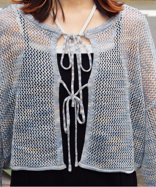 tiptop（ティップトップ）の「MIXリボン2wayカーディガン（カーディガン/ボレロ・レディース・ブルー/ブラック/グレー・FREE）」の16枚目の写真