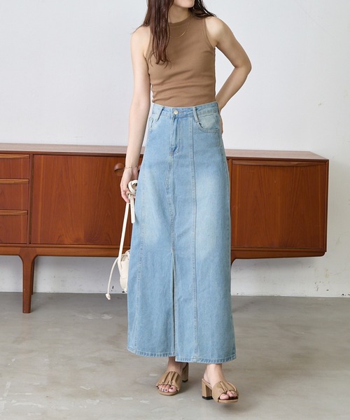 Shelly island（シェリーアイランド）の「デニムロングスカート（デニムスカート・レディース・ライトブルー・FREE）」の2枚目の写真