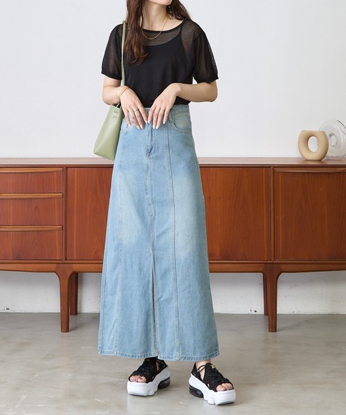 Shelly island（シェリーアイランド）の「デニムロングスカート（デニムスカート・レディース・ライトブルー・FREE）」の8枚目の写真