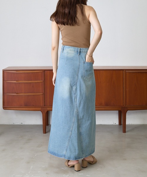 Shelly island（シェリーアイランド）の「デニムロングスカート（デニムスカート・レディース・ライトブルー・FREE）」の3枚目の写真