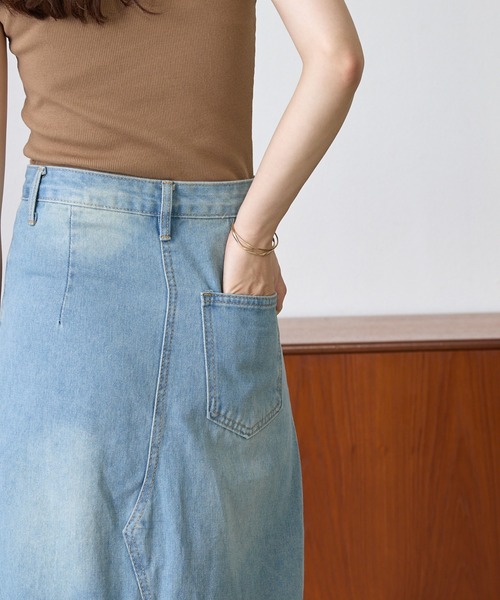 Shelly island（シェリーアイランド）の「デニムロングスカート（デニムスカート・レディース・ライトブルー・FREE）」の4枚目の写真