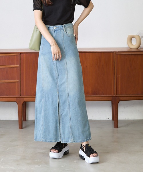 Shelly island（シェリーアイランド）の「デニムロングスカート（デニムスカート・レディース・ライトブルー・FREE）」の12枚目の写真