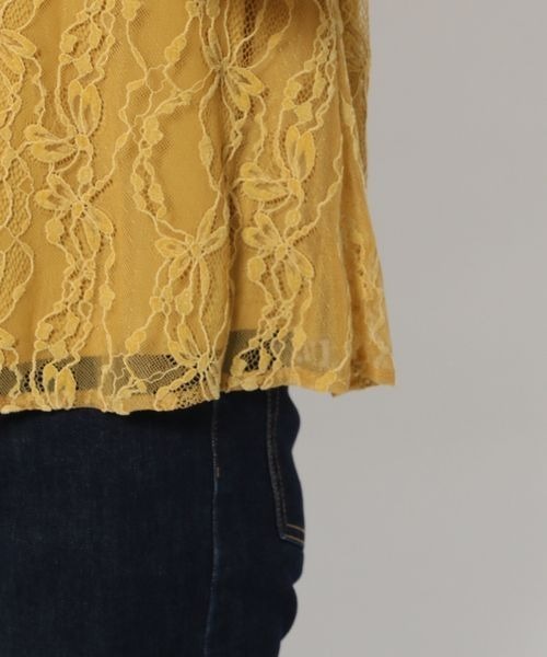 mysty woman（ミスティウーマン）の「起毛レースボリュームスリーブブラウス　974827（シャツ/ブラウス・レディース・マスタード/アイボリー/ブラック・FREE）」の9枚目の写真