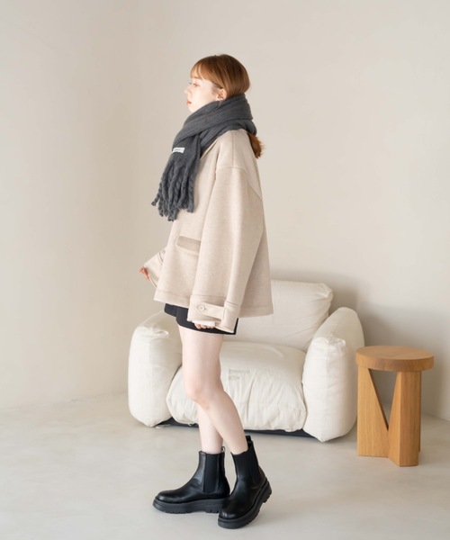 hinari(ヒナリ)の「ボリュームフリンジマフラー(マフラー・レディース・アイボリー/チャコールグレー/ピンク/ベージュ・FREE)」の6枚目の写真