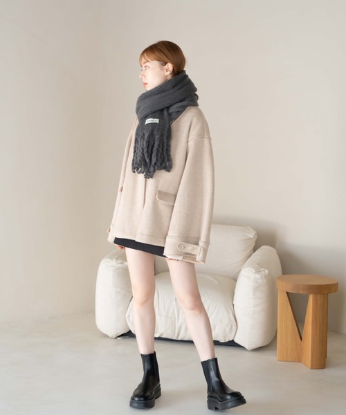 hinari(ヒナリ)の「ボリュームフリンジマフラー(マフラー・レディース・アイボリー/チャコールグレー/ピンク/ベージュ・FREE)」の5枚目の写真