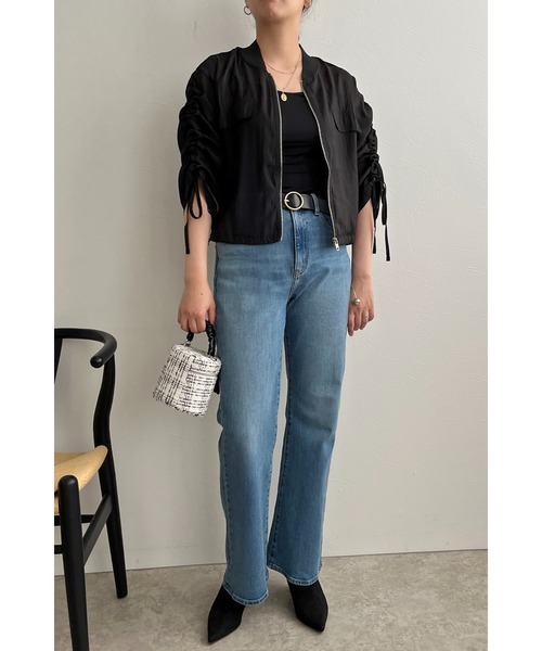 palm RICHE(ポームリシュ)の「ドロストポイントシアーブルゾン(ブルゾン・レディース・ブラック/オフホワイト・M)」の18枚目の写真