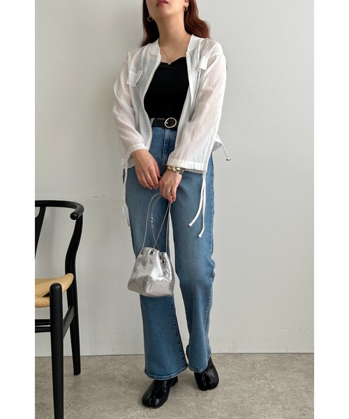 palm RICHE(ポームリシュ)の「ドロストポイントシアーブルゾン(ブルゾン・レディース・ブラック/オフホワイト・M)」の11枚目の写真