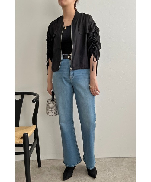 palm RICHE(ポームリシュ)の「ドロストポイントシアーブルゾン(ブルゾン・レディース・ブラック/オフホワイト・M)」の21枚目の写真