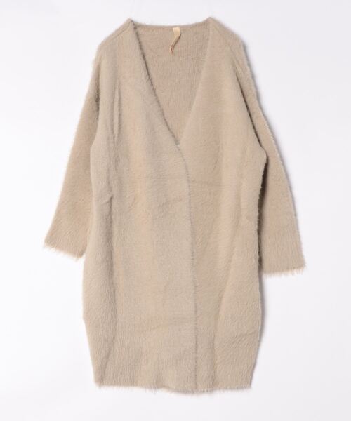 Q（キュー）の「シャギーロングカーデ（カーディガン/ボレロ・レディース・ベージュ/パープル・MEDIUM）」の15枚目の写真