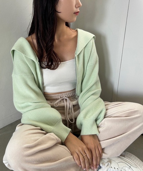 one after another NICE CLAUP（ワンアフターアナザーナイスクラップ）の「ベロアトラックパンツ（スウェットパンツ・レディース・杢グレー/アイボリー/ピンク・FREE）」の10枚目の写真