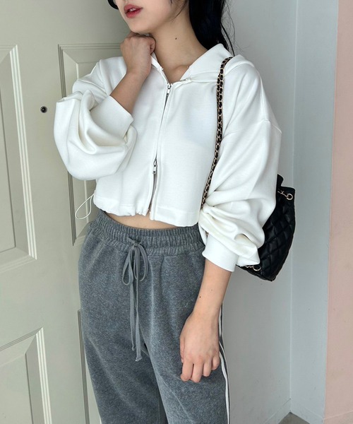 one after another NICE CLAUP（ワンアフターアナザーナイスクラップ）の「ベロアトラックパンツ（スウェットパンツ・レディース・杢グレー/アイボリー/ピンク・FREE）」の16枚目の写真