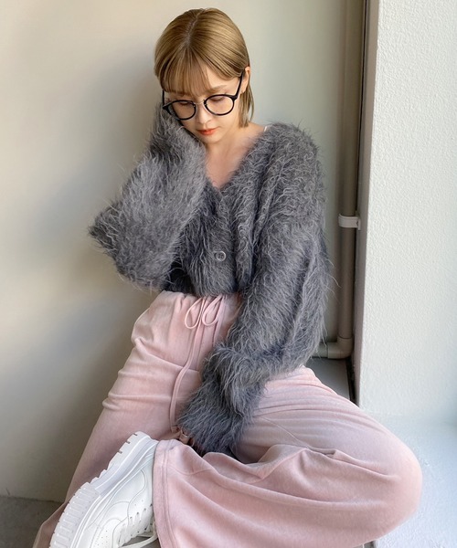 one after another NICE CLAUP（ワンアフターアナザーナイスクラップ）の「ベロアトラックパンツ（スウェットパンツ・レディース・杢グレー/アイボリー/ピンク・FREE）」の6枚目の写真