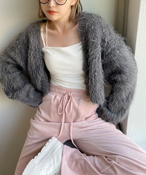 one after another NICE CLAUP（ワンアフターアナザーナイスクラップ）の「ベロアトラックパンツ（スウェットパンツ・レディース・杢グレー/アイボリー/ピンク・FREE）」の7枚目の写真