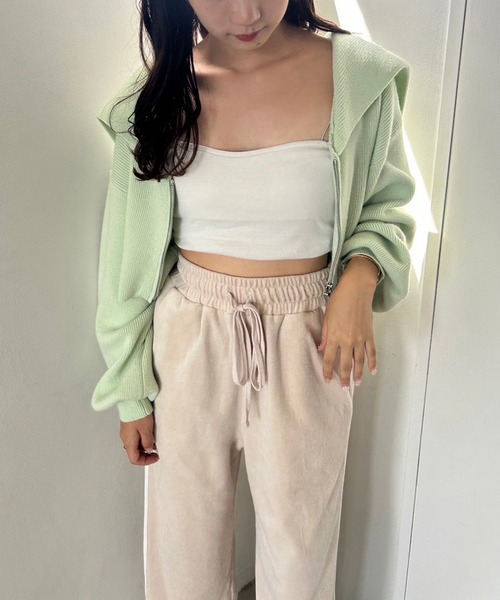 one after another NICE CLAUP（ワンアフターアナザーナイスクラップ）の「ベロアトラックパンツ（スウェットパンツ・レディース・杢グレー/アイボリー/ピンク・FREE）」の11枚目の写真