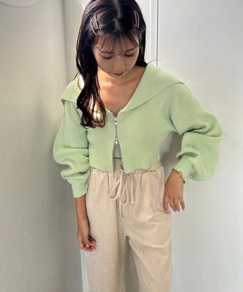 one after another NICE CLAUP（ワンアフターアナザーナイスクラップ）の「ベロアトラックパンツ（スウェットパンツ・レディース・杢グレー/アイボリー/ピンク・FREE）」の12枚目の写真