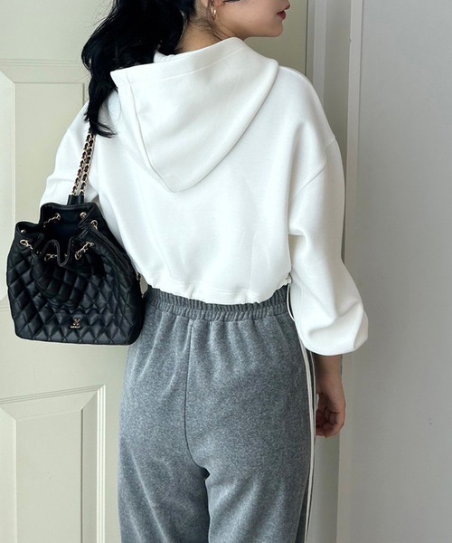 one after another NICE CLAUP（ワンアフターアナザーナイスクラップ）の「ベロアトラックパンツ（スウェットパンツ・レディース・杢グレー/アイボリー/ピンク・FREE）」の17枚目の写真