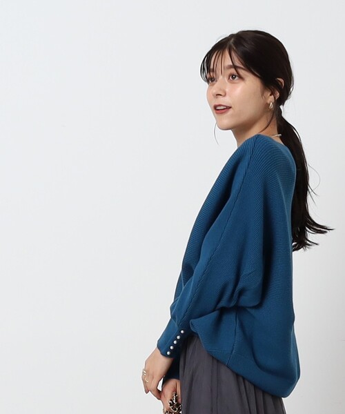 DRESKIP（ドレスキップ）の「◆【ここちイージー／体型カバー】洗える リブドルマンお袖フェイクパールニット（ニット/セーター・レディース・チャコールグレー/ブルー/ピンク系/イエロー/ベージュ/ブラック/アイボリー・00）」の18枚目の写真