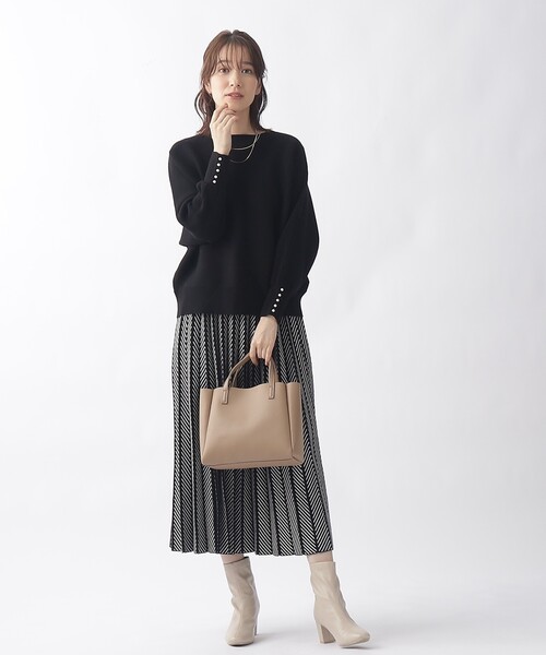 DRESKIP（ドレスキップ）の「◆【ここちイージー／体型カバー】洗える リブドルマンお袖フェイクパールニット（ニット/セーター・レディース・チャコールグレー/ブルー/ピンク系/イエロー/ベージュ/ブラック/アイボリー・00）」の21枚目の写真