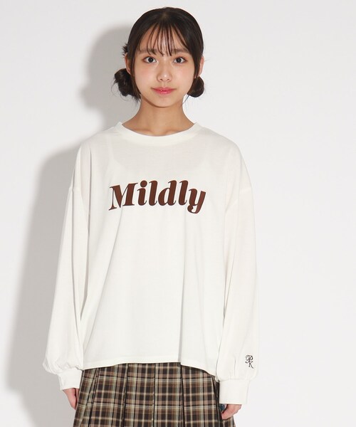 PINK-latte（ピンクラテ）の「◆【130cm/165cmあり】袖ボリュームロゴロンT（Tシャツ/カットソー・キッズ・オフホワイト/ライトブルー/ブラック/ダークブラウン・02/13/14/16/15 ）」の5枚目の写真