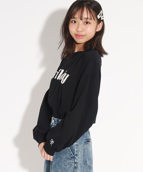 PINK-latte（ピンクラテ）の「◆【130cm/165cmあり】袖ボリュームロゴロンT（Tシャツ/カットソー・キッズ・オフホワイト/ライトブルー/ブラック/ダークブラウン・02/13/14/16/15 ）」の11枚目の写真