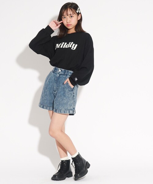 PINK-latte（ピンクラテ）の「◆【130cm/165cmあり】袖ボリュームロゴロンT（Tシャツ/カットソー・キッズ・オフホワイト/ライトブルー/ブラック/ダークブラウン・02/13/14/16/15 ）」の13枚目の写真