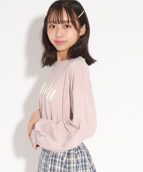 PINK-latte（ピンクラテ）の「◆【130cm/165cmあり】袖ボリュームロゴロンT（Tシャツ/カットソー・キッズ・オフホワイト/ライトブルー/ブラック/ダークブラウン・02/13/14/16/15 ）」の18枚目の写真