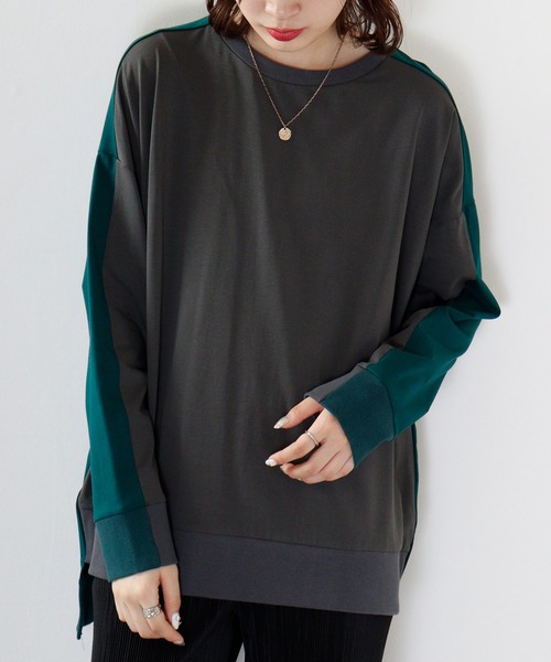 A.N.L(エーエヌエル レーベル)の「A.N.L プルオーバーバイカラートップス(Tシャツ/カットソー・レディース・ブラック/テラコッタ/チャコールグレー・38)」の8枚目の写真