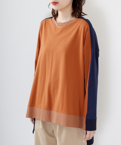 A.N.L(エーエヌエル レーベル)の「A.N.L プルオーバーバイカラートップス(Tシャツ/カットソー・レディース・ブラック/テラコッタ/チャコールグレー・38)」の18枚目の写真
