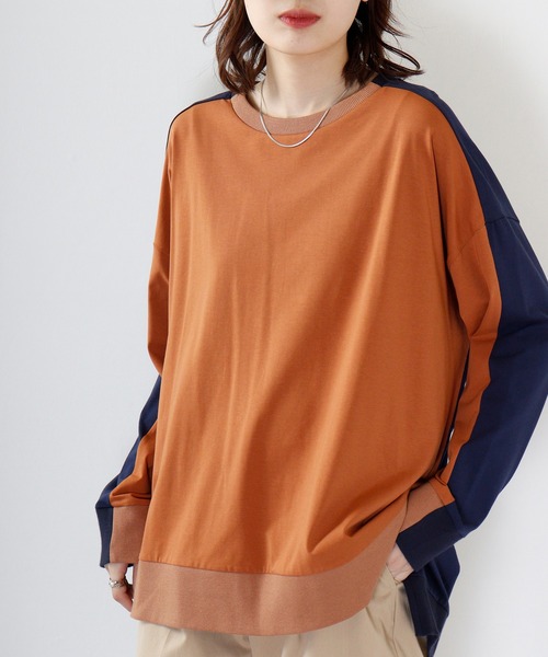 A.N.L(エーエヌエル レーベル)の「A.N.L プルオーバーバイカラートップス(Tシャツ/カットソー・レディース・ブラック/テラコッタ/チャコールグレー・38)」の12枚目の写真
