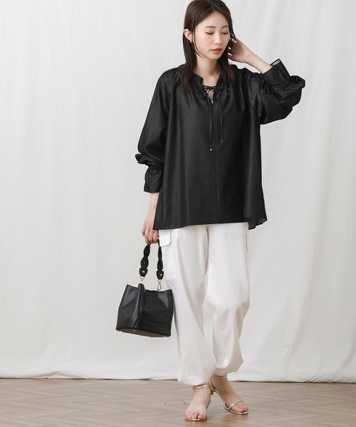 Gready Brilliant（グレディブリリアン）の「ＴＥ混ＳＴＲカーゴパンツ（カーゴパンツ・レディース・ブラック/オフホワイト・FREE）」の3枚目の写真