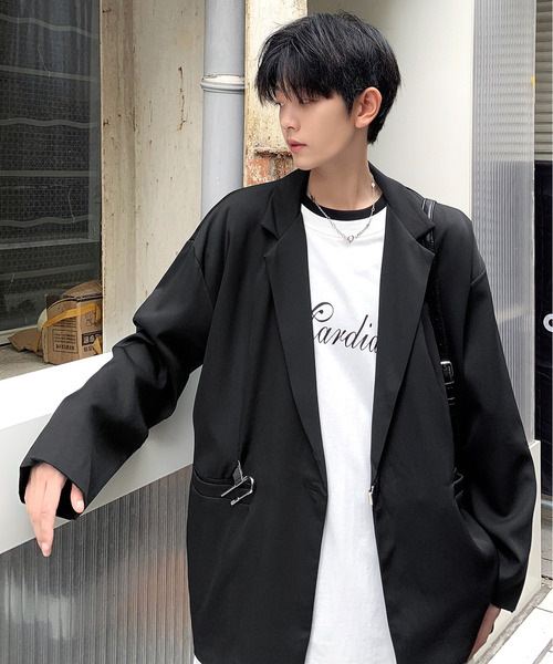 neos（ネオス）の「【neos -addictive design-】ルーズシルエット パッドロック チャーム テーラード ジャケット（テーラードジャケット・メンズ・ホワイト/ブラック・LARGE/MEDIUM/X-LARGE）」の3枚目の写真