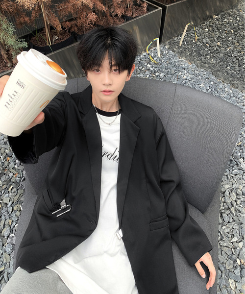 neos（ネオス）の「【neos -addictive design-】ルーズシルエット パッドロック チャーム テーラード ジャケット（テーラードジャケット・メンズ・ホワイト/ブラック・LARGE/MEDIUM/X-LARGE）」の5枚目の写真